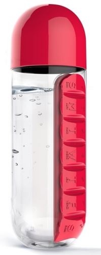ASOBO multifunkčné týždenné dávkovacie fľaša Pill Organizer červená 600ml
