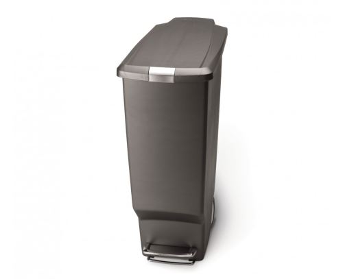 Pedálový odpadkový kôš Simplehuman - 40 l, úzky, šedý plast