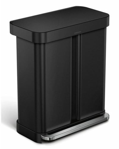 Pedálový odpadkový kôš Simplehuman na triedený odpad – 58l (34/24), matná čierna oceľ