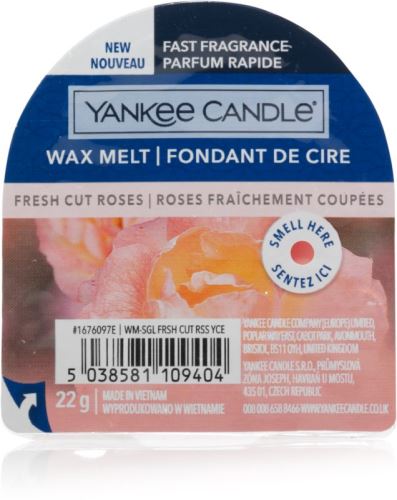 Vonný vosk YANKEE CANDLE Fresh Cut Roses 22 g, kvetinová vôňa, hmotnosť 22 g