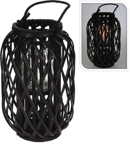PROGARDEN PROGARDEN Lampáš na sviečku pletená vŕba 40 cm čierna KO-438002020