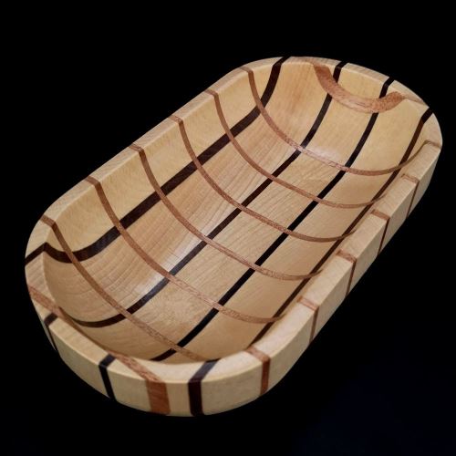 Miska AMADEA Drevená miska mozaika ovál, masívne drevo, 3 druhy drevín, 22x12x4,5 cm