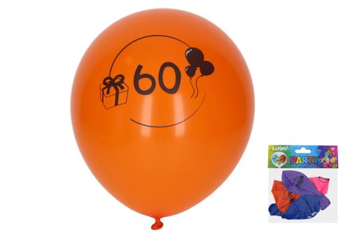 Balónik nafukovací 30 cm - sada 5ks, s číslom 60