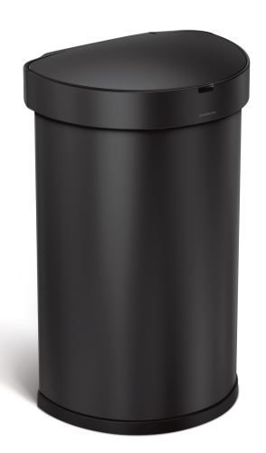 Simplehuman bezdotykový odpadkový kôš - 45 l, polguľatý, čierna oceľ, inteligentný sensor
