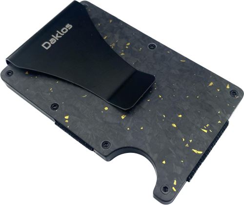 Peňaženka Daklos Carbon RFID s klipom čiernozlatá