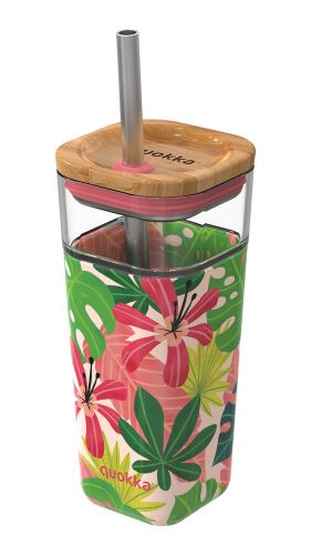 Skleněný pohár Liquid Cube 540ml, Quokka,pink jungle
