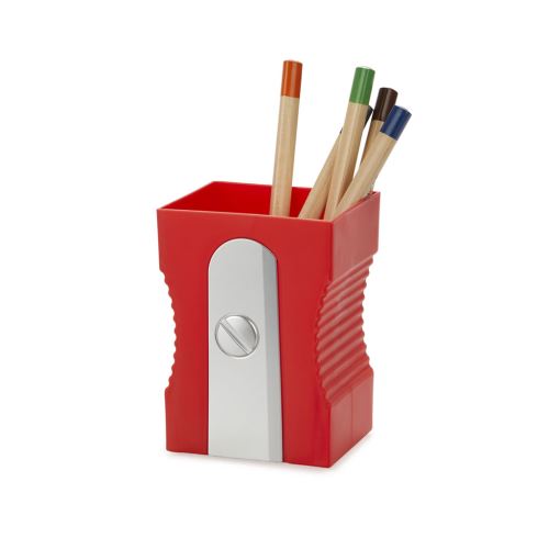 Balvi Stojanček na ceruzky Sharpener 27414, plast, v.8,5 cm, červený
