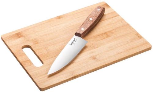 Krájecí deska Lamart Prkénko 30x20x0,9cm a nůž Bamboo LT2059
