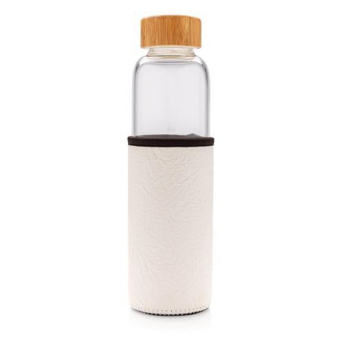 Sklenená fľaša na vodu s ochranným rukávcom, 550 ml, XD Design, biela