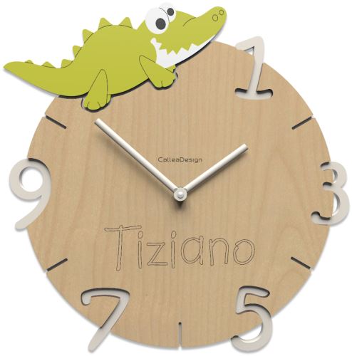 Detské nástenné hodiny s vlastným menom CalleaDesign krokodíl 36cm