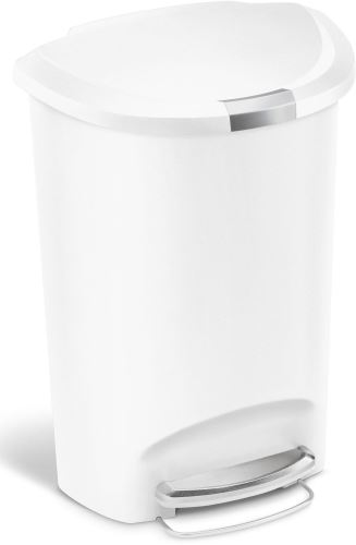 Pedálový odpadkový kôš Simplehuman – 50 l, polguľatý, plast, biely