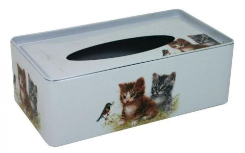 Box na kapesníky Plechová krabička na tissue Kočky