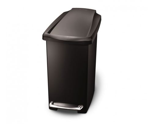 Pedálový odpadkový kôš Simplehuman - 10 l, úzky, čierny plast