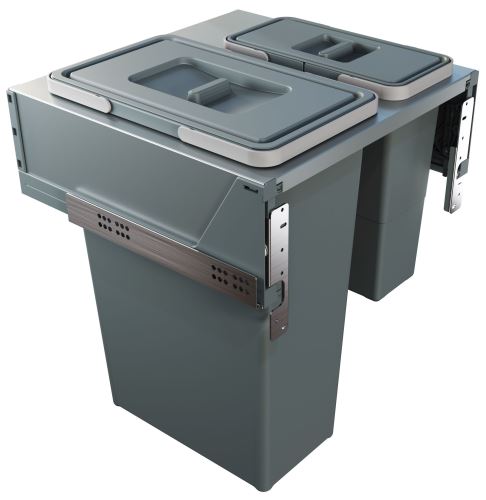 Vstavaný odpadkový kôš Elletipi BLOCK 2.0 - výsuvný, 35+12 L, 50 cm, PBR A4250A