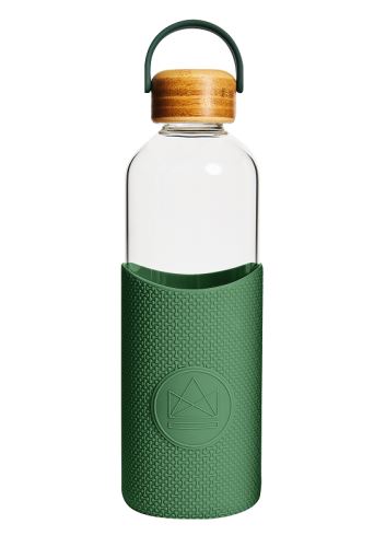 Sklenená fľaša so silikónovým rukávom 1 L, Neon Kactus, zelená