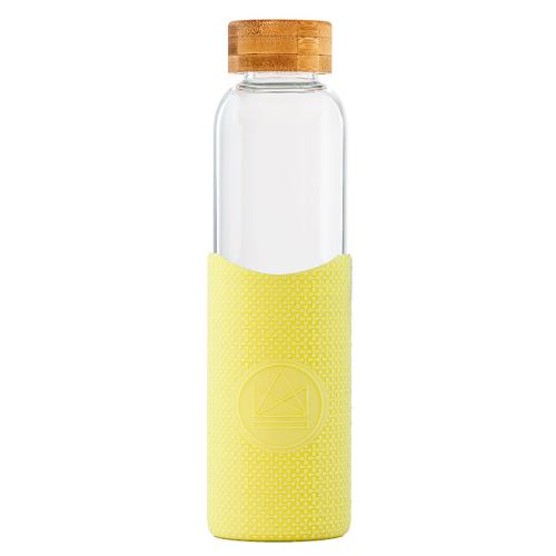 Sklenená fľaša s rukávom, 550 ml, Neon Kactus, žltá