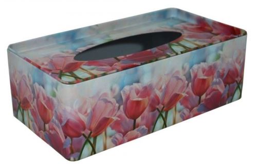Box na vreckovky Plechová krabička na tissue Tulipány