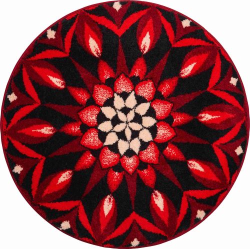 Koupelnová předložka GRUND POZNÁNÍ Mandala kruhová o 100 cm, červená
