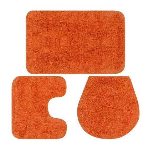 Kúpeľňová predložka Sada kúpeľňových predložiek 3 kusy textilná oranžová