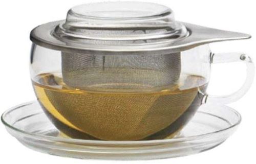 Šálka Gastro Šálka na čaj s tanierikom, pokrievkou a sitkom Tea Time 300 ml