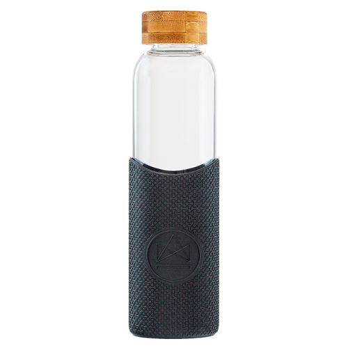 Sklenená fľaša s rukávom, 550 ml, Neon Kactus, čierna