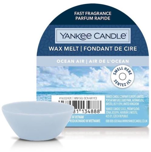Vonný vosk YANKEE CANDLE Ocean Air 22 g, svieža vôňa, materiál sójový vosk, hmotnosť 22 g