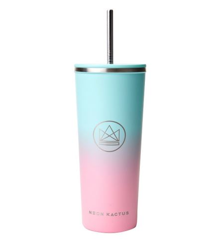 Designový nerez pohár, 710 ml, Neon Kactus, tyrkysovo-růžový