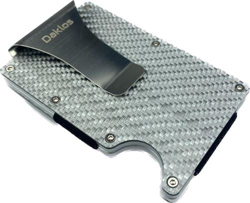 Peňaženka Daklos Carbet RFID carbon s klipom strieborná