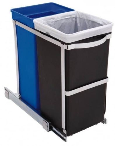 Vstavaný odpadkový kôš na triedený odpad Simplehuman – 20/15 l, výsuvný, lesklá oceľ / plast