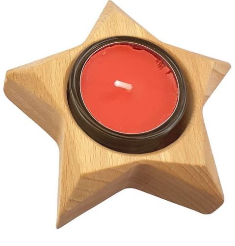 Svícen AMADEA Dřevěný svícen ve tvaru hvězdy, masivní dřevo, 10x3 cm