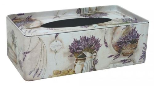 Box na kapesníky Plechová krabička na tissue Levandule Fleur