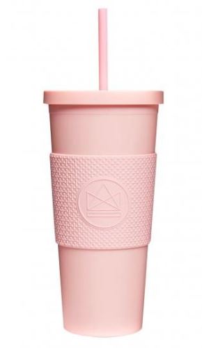 Pohár na pitie so slamkou, 625 ml, Kactus, ružový