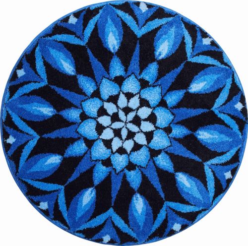 Koupelnová předložka GRUND POZNÁNÍ Mandala kruhová o 80 cm, tyrkysová