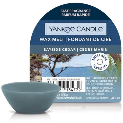 Vonný vosk YANKEE CANDLE Bayside Cedar 22 g, svieža vôňa, materiál sójový vosk, hmotnosť