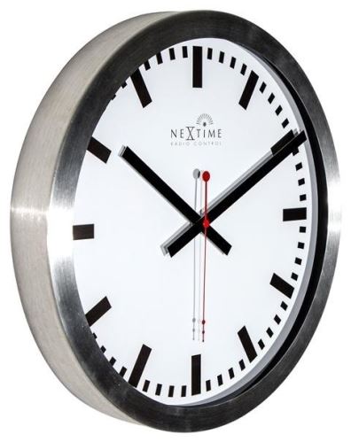 Dizajnové nástenné hodiny riadené signálom DCF 3999strc Nextime Station Stripe 35cm