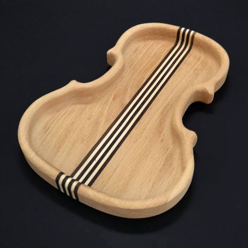 Miska AMADEA Drevená miska v tvare huslí so strunami, masívne drevo, 14x20x2 cm
