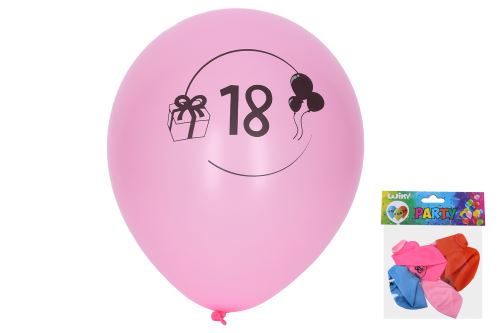 Balónik nafukovací 30 cm - sada 5ks, s číslom 18