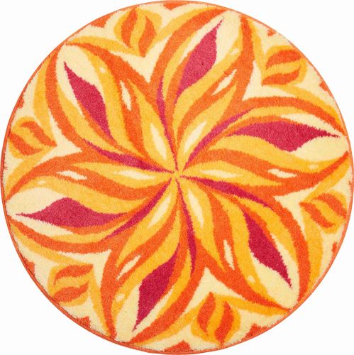 Kúpeľňová predložka GRUND TANČIACA OBLOHA Mandala kruhová o 80 cm, oranžová