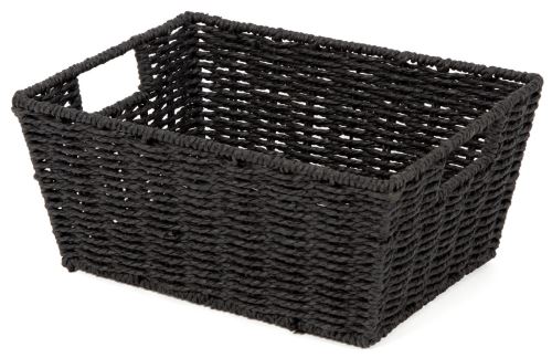 Ručne pletený úložný košík Compactor ETNA, 31 x 24 x 14 cm, čierny