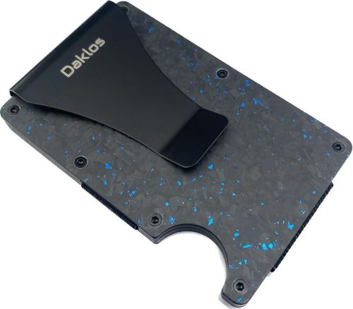 Peňaženka Daklos Carbon RFID s klipom čiernomodrá