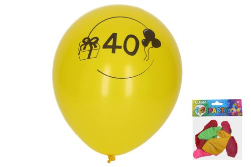 Balónik nafukovací 30 cm - sada 5ks, s číslom 40