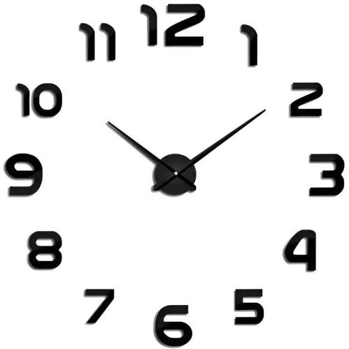 Nástěnné hodiny KIK KX7845 Designové 3D nalepovací hodiny 120cm černá