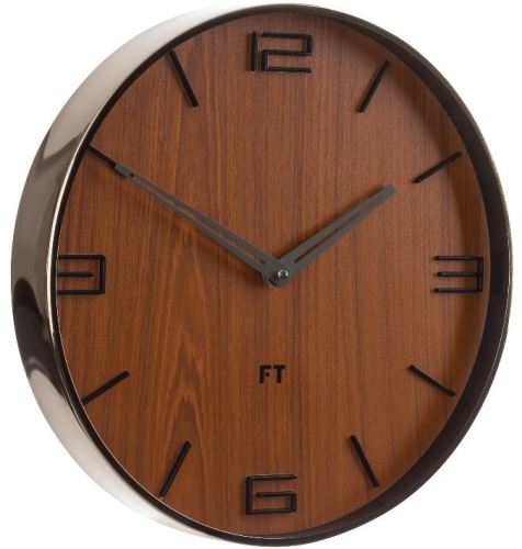 Dizajnové nástenné hodiny Future Time FT3010BR Flat walnut 30cm