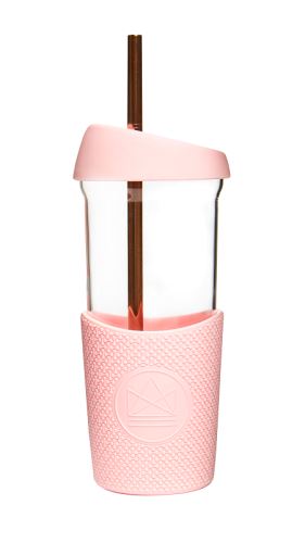 Sklenený pohár so slamkou 568 ml, Neon Kactus, ružový