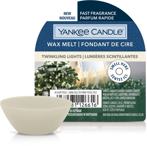 Vonný vosk YANKEE CANDLE Twinkling Lights 22 g, sladká vôňa, hmotnosť 22 g