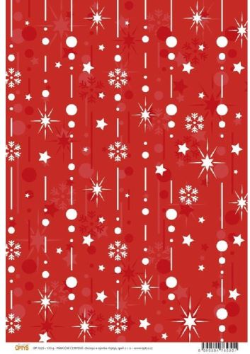 Darčekový baliaci papier Optys 7623 - Papier A4 jednostranný, 170g, vianočný červený