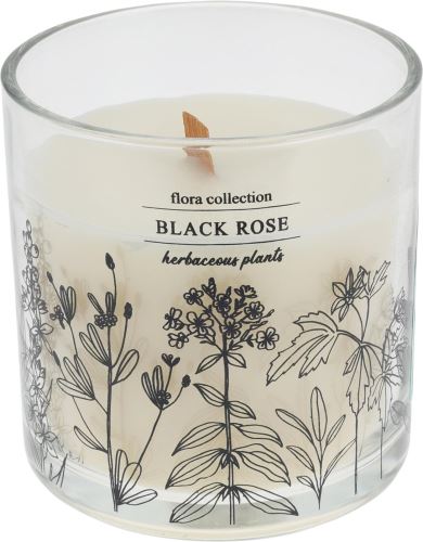 Sviečka H&L Vonná sviečka v skle Black Rose, priemer 10 cm, biela