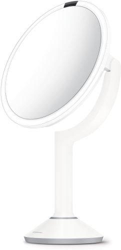 Kozmetické zrkadlo Simplehuman Sensor TRIO, LED osvetlenie, 1x / 5x / 10, dobíjacie, biela nerez