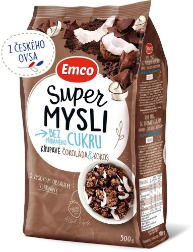 Müsli Emco Super mysli bez pridaného cukru čokoláda a kokos 500g