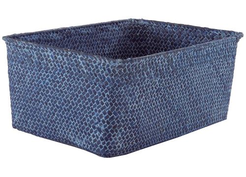 Úložný košík Compactor KITO - ručne pletený, 30 x 20 x 13 cm, modrý "Jeans"